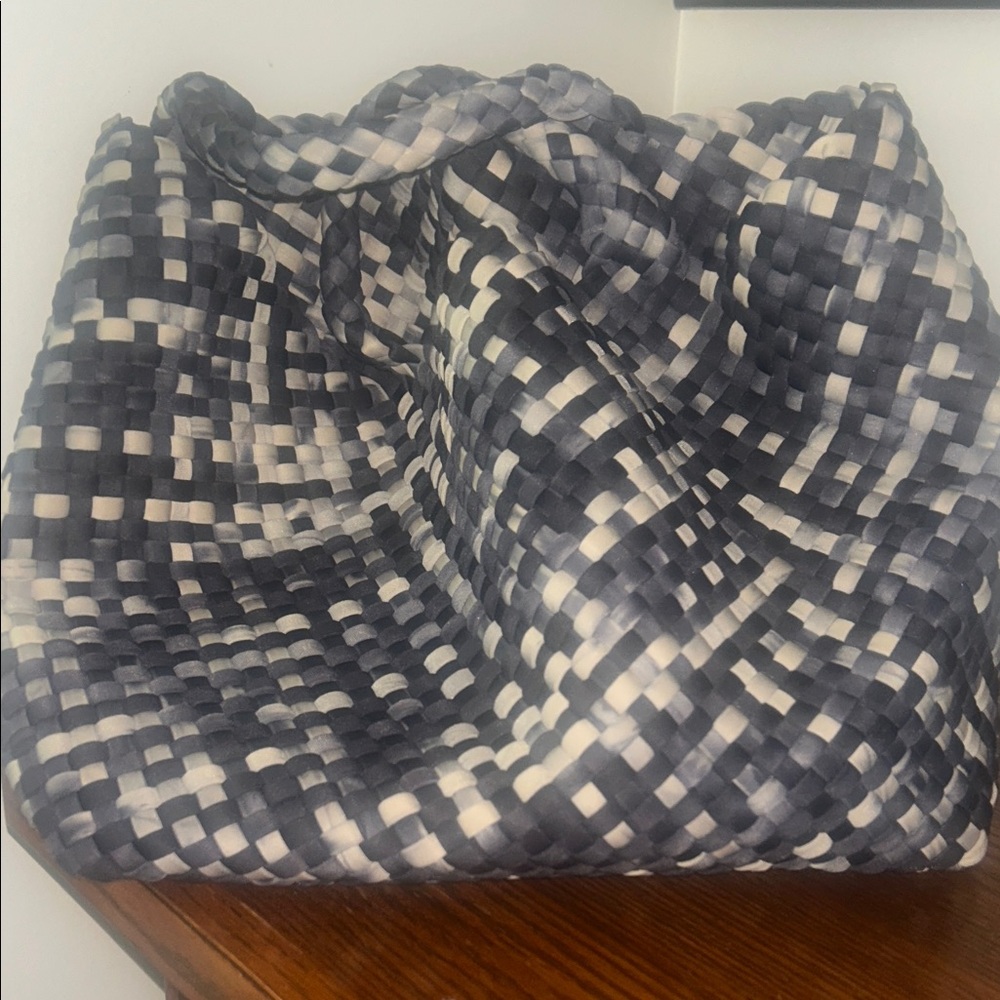 Naghedi Blue and White Woven Tote